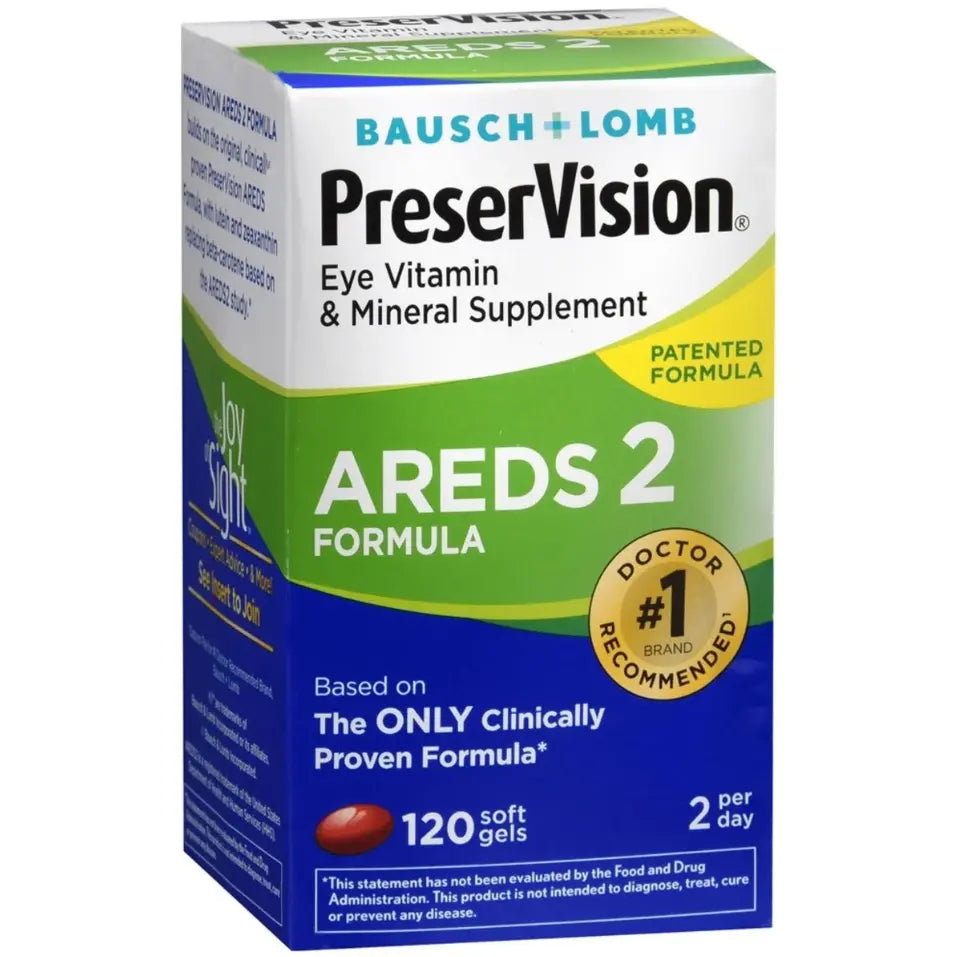 B&L PreserVision AREDS 2 Vitamin & Mineral Supplement Soft Gels 120 ct Pack of 6 - Bausch + Lomb