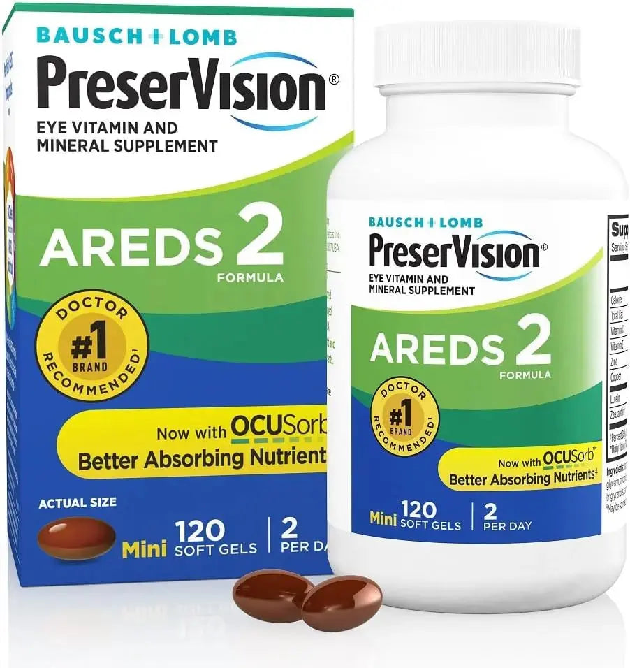 B&L PreserVision AREDS 2 Vitamin & Mineral Supplement Soft Gels 120 ct Pack of 6 - Bausch + Lomb
