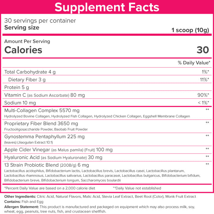 Skinnyfit - Super Youth Multi-Collagen Peptides + Organic Baobab and Probiotics - Strawberry Watermelon Flavor - Skinnyfit