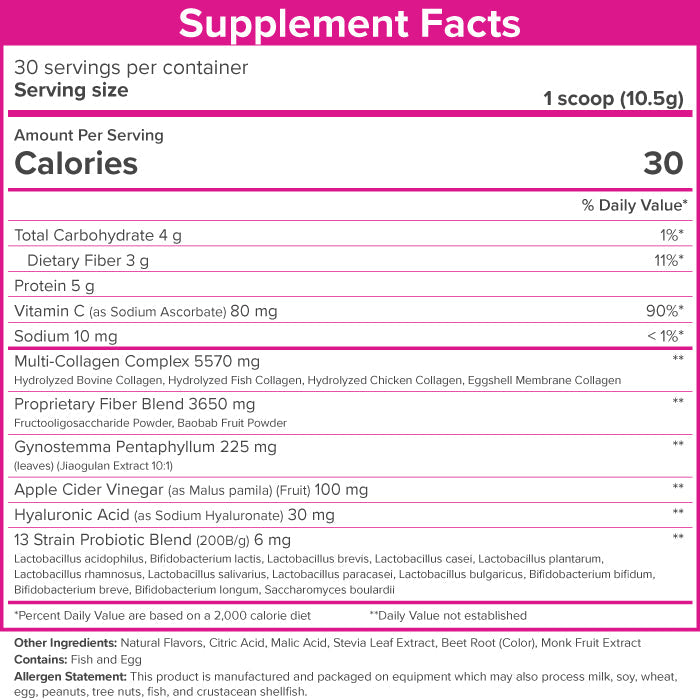 Skinnyfit - Super Youth Multi-Collagen Peptides + Organic Baobab and Probiotics - Tropical Punch Flavor -  Skinnyfit